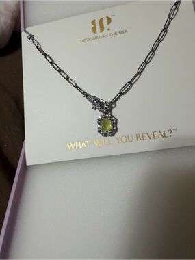 Yellow Jade on Hematite Necklace